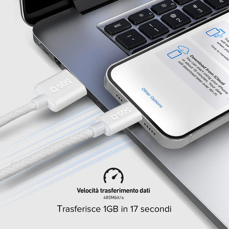 Cavo USB-A - Lightning in tessuto con fermacavo, 1.5 metri
