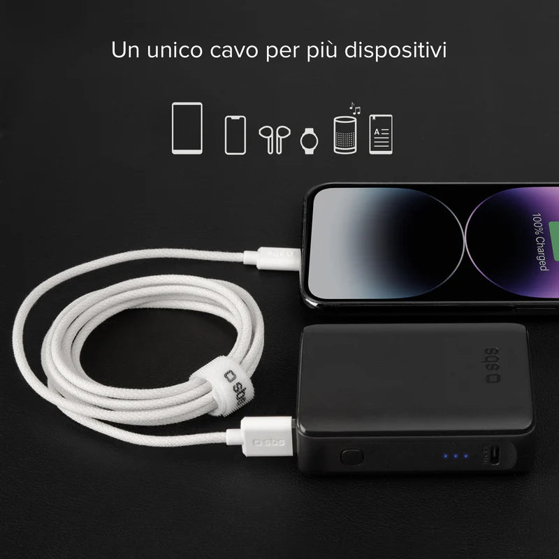 Cavo USB-A - Lightning in tessuto con fermacavo, 1.5 metri